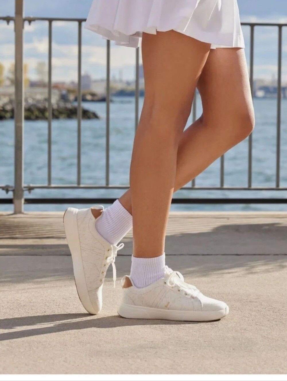 Keds Off-White Jersey Lace-Up Sneaker with Tan Heel